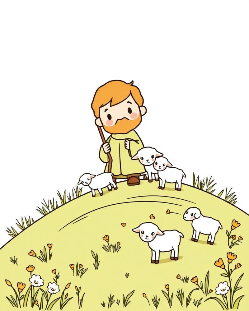 Capa ilustrada com o bom pastor e as ovelhas