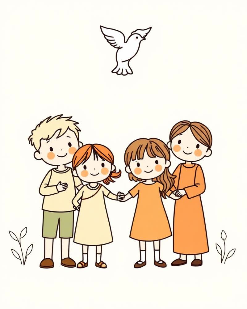 Capa ilustrada com uma família e uma pomba
